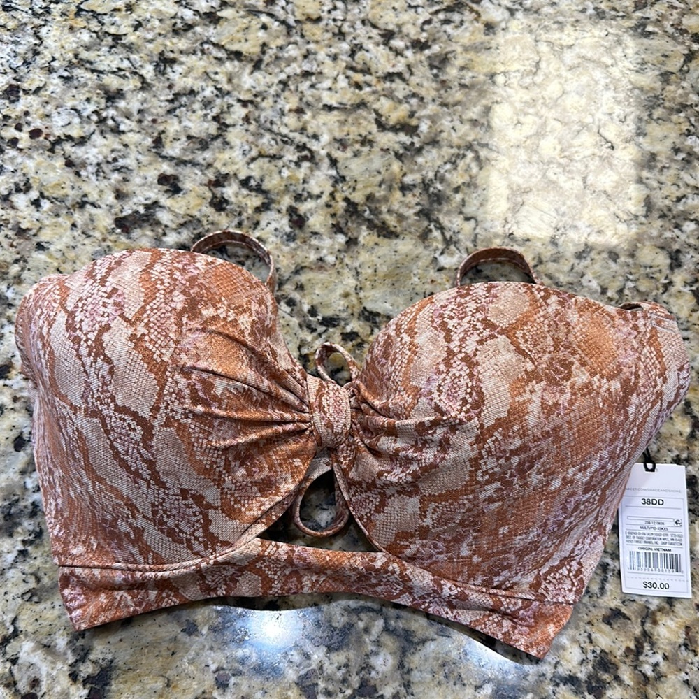 Shade & Shore Brown Snake Print Bikini Top
